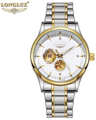 Youfap Market Elegant Luxury Watches For Men, Waterproof Skeleton Automatic Mechanical Stainless Steel Business Gift Watch white