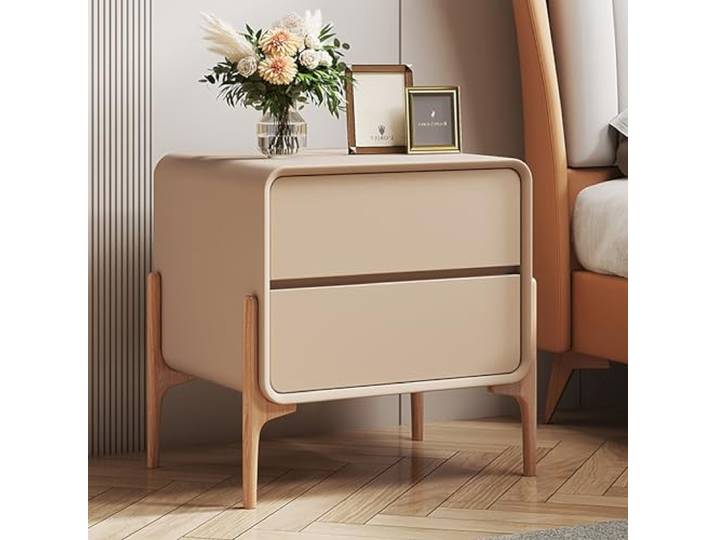 BRANII Moderner Nachttisch Mit Schublade, Hoher Schmaler Nachttisch, Beistelltisch, Nachttisch Mit Stauraum, for Schlafzimmer, Wohnzimmer (Color : Milk Tea Color, Size : 30x40x50cm)