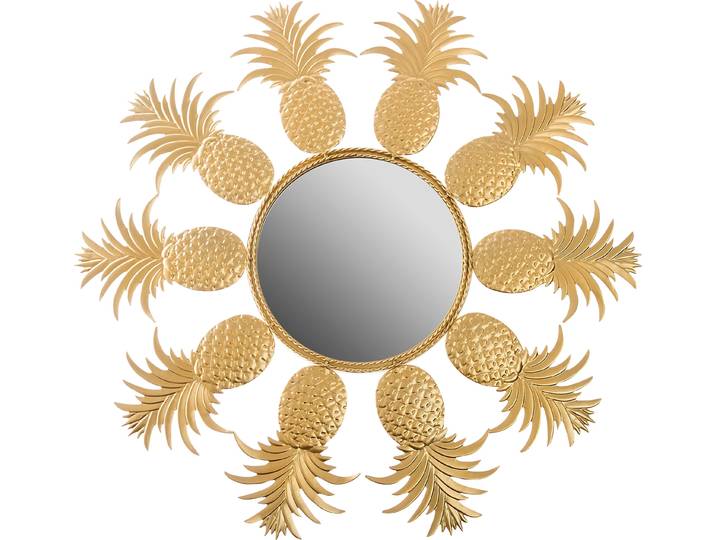 Dekospiegel Annama , gold (goldfarben), B:50cm H:50cm T:2cm, MYFLAIR MÖBEL & ACCESSOIRES, Spiegel, Dekospiegel, Wandspiegel, gold, Landhaus, rund, Rahmen aus Metall, Blütenform