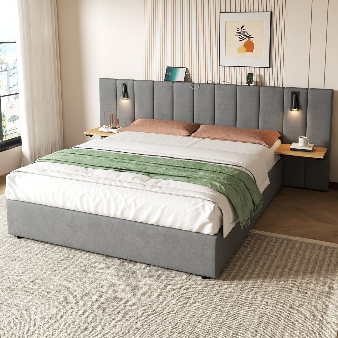 Ebern Designs Super King (6') Lift Up Storage Bed Gray King