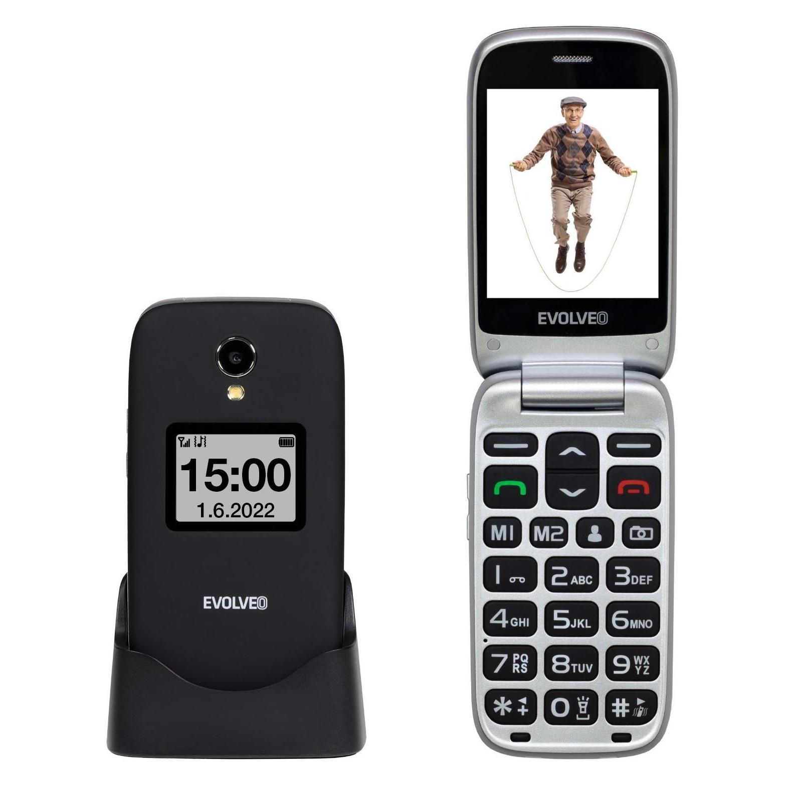 Evolveo EasyPhone FS, vyklápěcí mobilní telefon 2.8" pro seniory s nabíjecím (2.80", 3 Mpx) (EP-771-FSB)