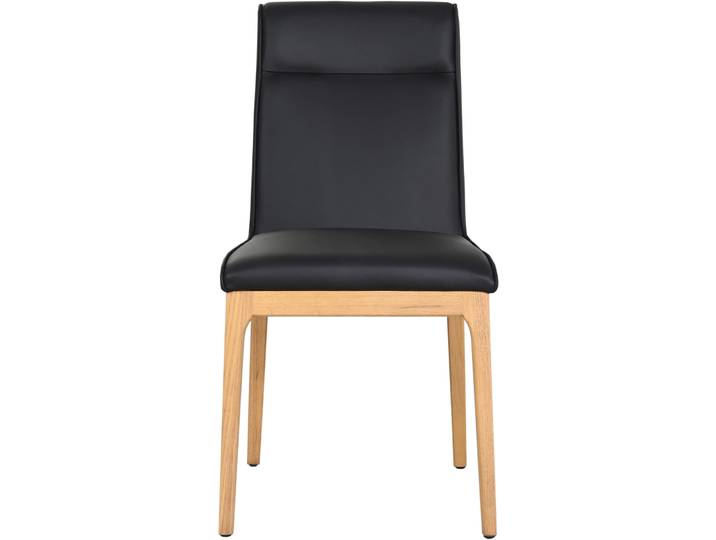 Eleganter Stuhl Rossi Leder Massivholz schwarz , rot - Farbe: Schwarz / Eiche - Material: 100% Buffalo Leder / Rot Eiche massiv - Stuhl