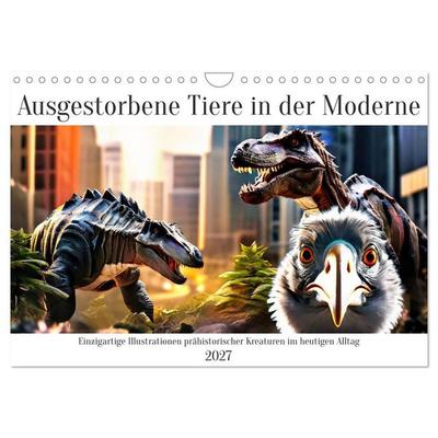 Ausgestorbene Tiere in der Moderne (Wandkalender 2027 DIN A4 quer), CALVENDO Monatskalender