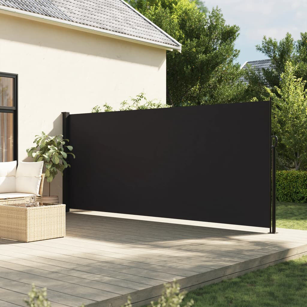 17 Stories Retractable Side Awning Black 180cm H x 300cm W