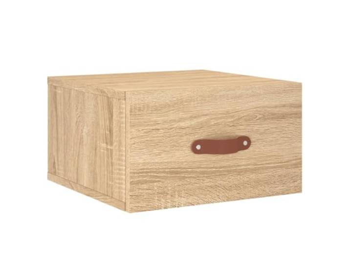 KUPTYERFG Wand-Nachttisch Sonoma-Eiche 35x35x20 cm Schwebend Kompakter Hängeschrank aus robustem Holzwerkstoff für das Schlafzimmer, schafft wertvolle Bodenfreiheit und Ordnung.