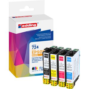 Edding kompatibel für Epson 604XL C13T10H640, Multipack, schwarz, cyan, magenta, gelb,  Tinte EDD-724