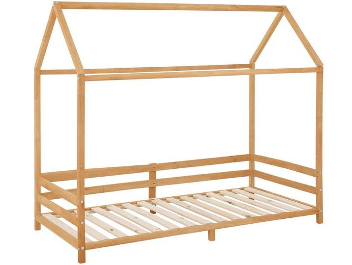 loft24 Kinderbett Ella - Bett Bettgestell Bettrahmen, Hausbett, Bettgestell, Kiefer Massivholz, 90x200 cm