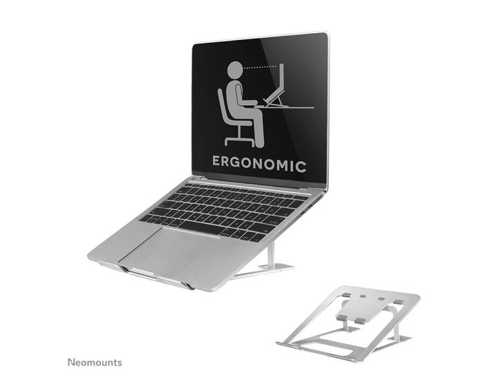 Neomounts NSLS085SILVER Support pour ordinateur portable 10-17' - pliable - compact - universel, Supports de Laptop, Argent, Aluminium, 25,4 cm (10'),