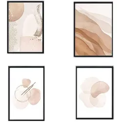 POSTER Set mit 4 Blätter und abstrakten Formen mit braunen Tönen A4 Rahmenlos