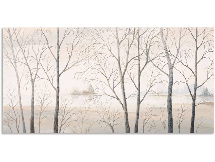 Wandbild ARTLAND Seeufer am Wald I , beige (farbe bild(er): naturfarben), B:100cm H:50cm, Bilder, Wandbild, als Alubild, Leinwandbild in verschied. Grössen