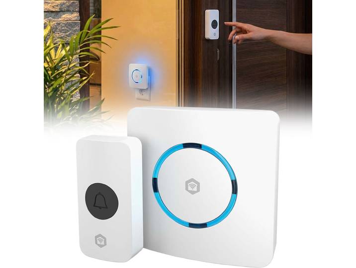 Smarte WLAN Funk Klingel, 100m Reichweite, App, 60 Melodien, weiss