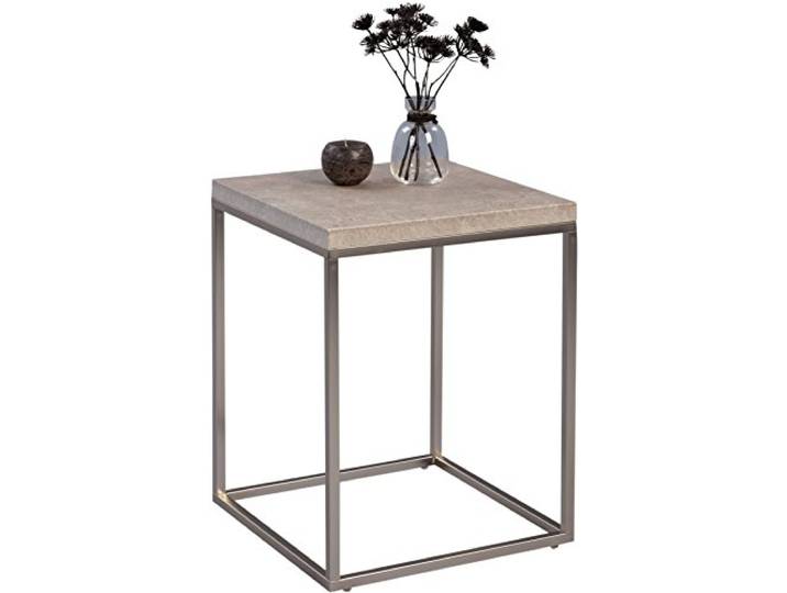 M2 Kollektion Olaf – Beistelltisch/Nachttisch 40x40x52cm Holzdekor Betonoptik Gestell Metall Edelstahloptik