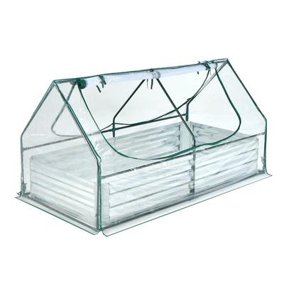 Helloshop26 - Hochbeet mit Gewächshaus 180 x 90 x 91 cm einfacher Zugang zu den Pflanzen modernes Design aus grün-silbernem 20_0009857
