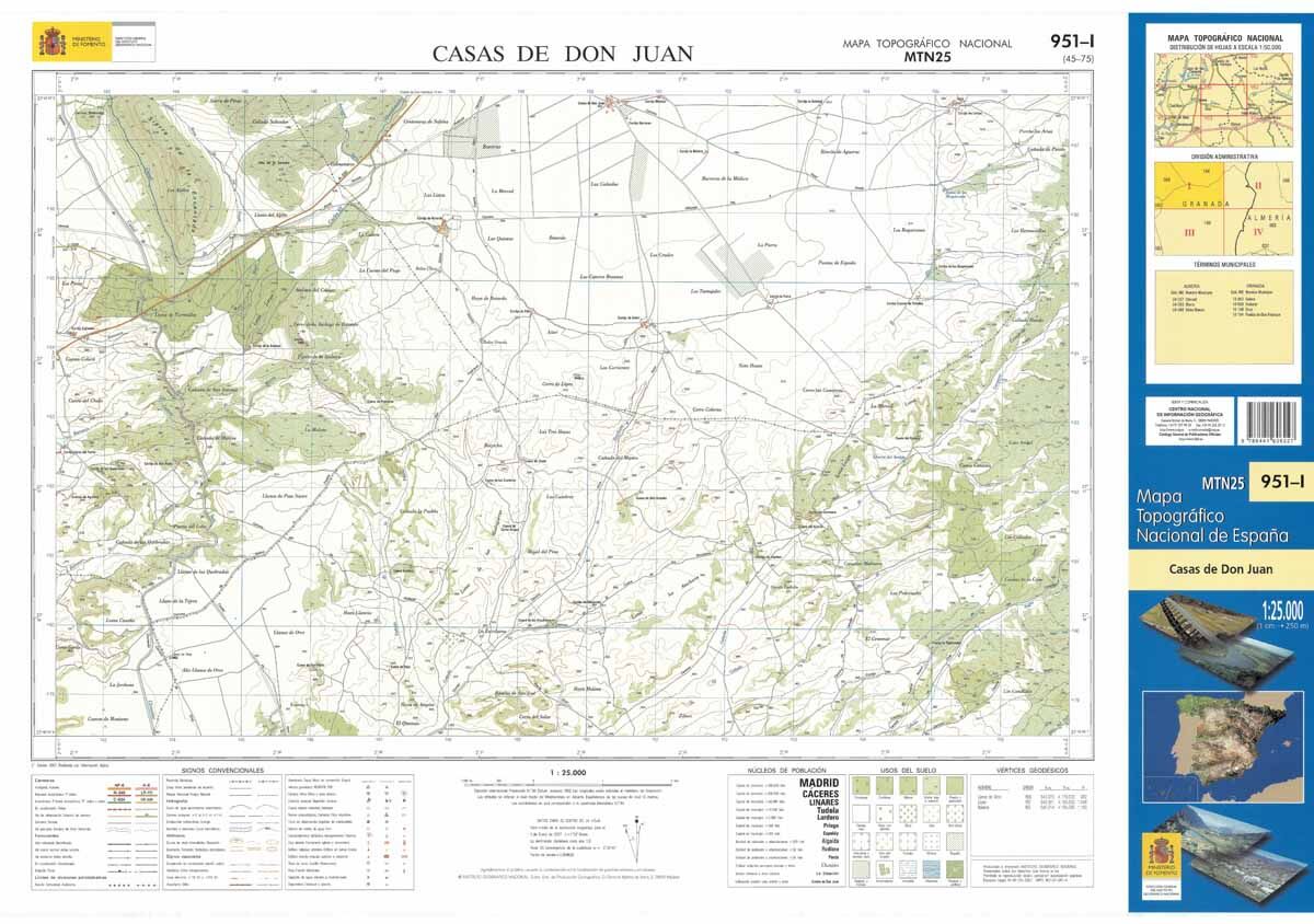 Carte topographique de l'Espagne n° 0951.1 - Casas de Don Juan   CNIG - 1/25 000