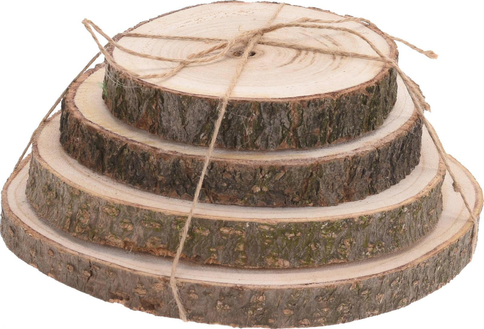 Koopman Set van 4 houten onderzetters - Natuurlijk
