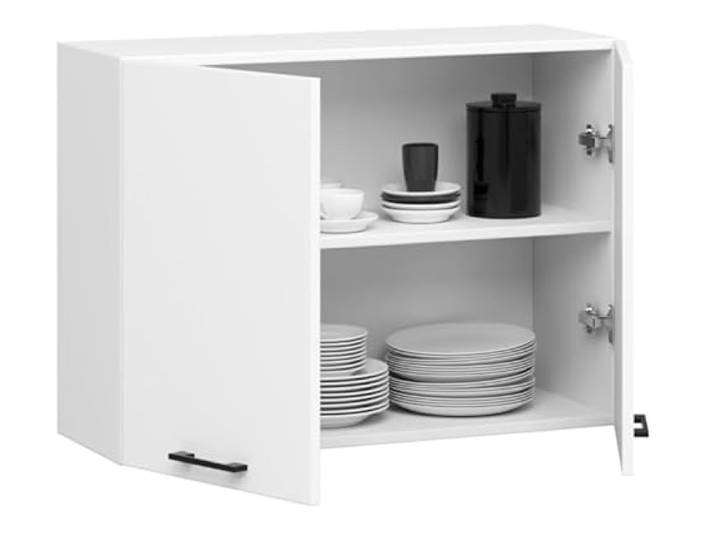 BDW - Küchenschrank Hängend - Oberschrank Küche - Weiß - 80x30x58cm, mit 2 Türen und Griffen - Küchenschränke Einzeln, Wandschrank, Küchenhängeschrank - OLIWIA1 STK