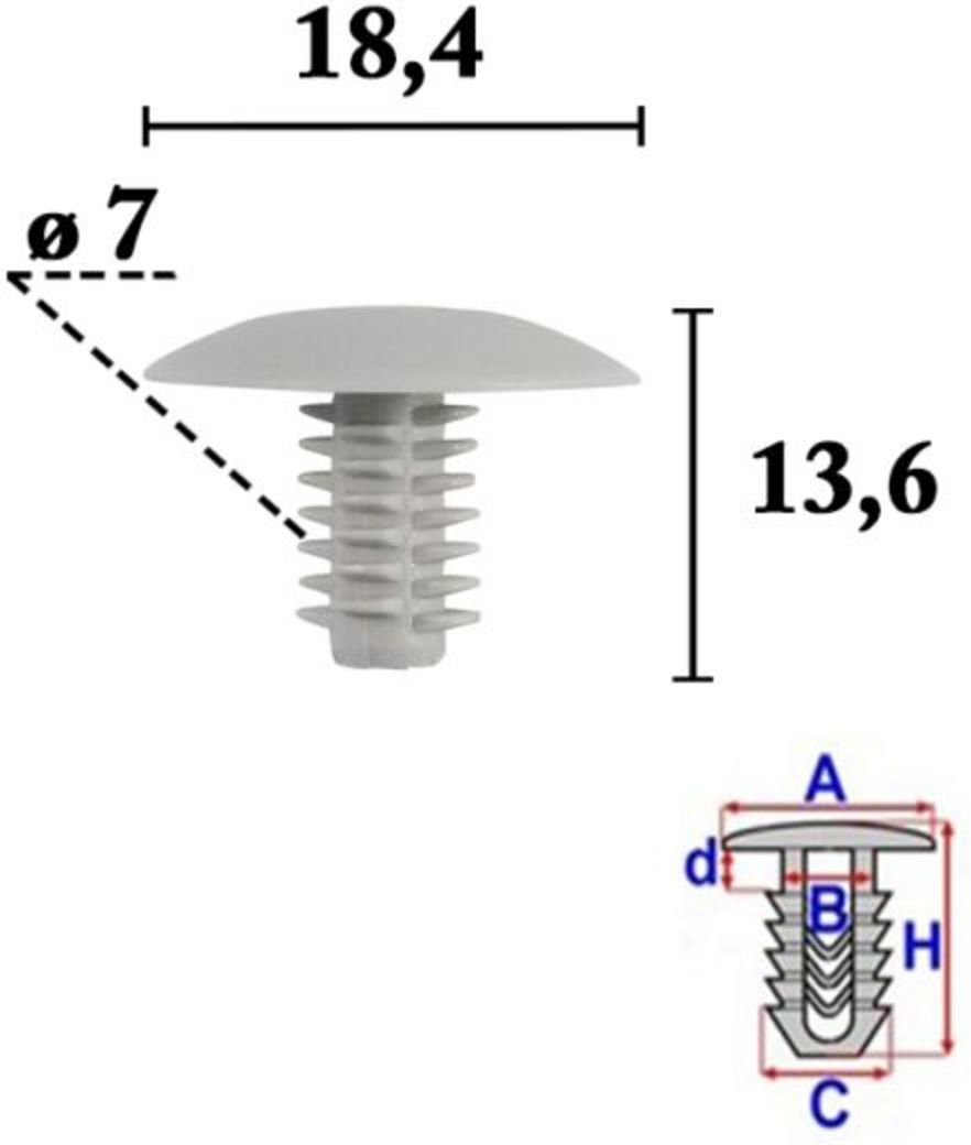 Clip zur Befestigung von Verkleidungen ROMIX ROM C70585