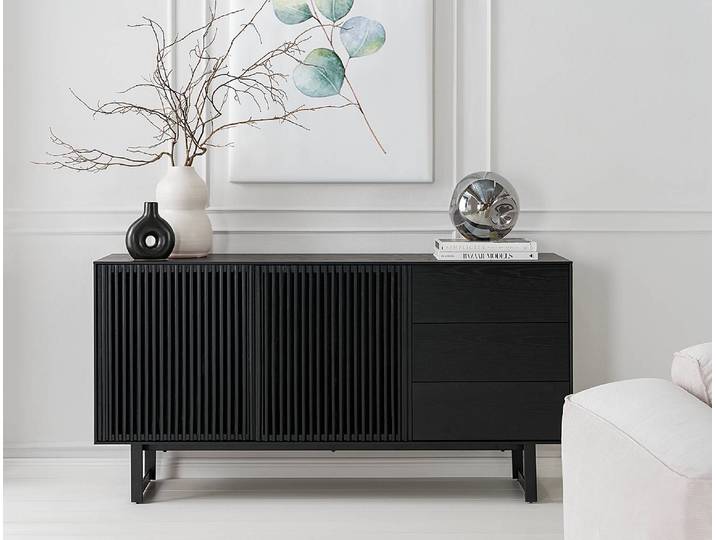 Enfilade 160 x 80 x 40cm Noir/Frêne noir