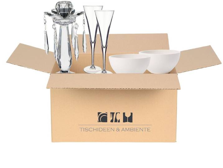Villeroy & Boch Geschirr-Set Geschenkbox Romantik 4tlg, Premium Porcelain / Kristallglas