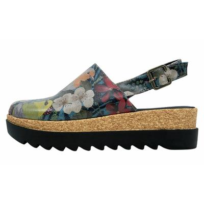 Clog DOGO "Akita Fly Anywhere Damen Sandalen", Damen, Gr. 38, Normalschaft, bunt (mehrfarbig), Lederimitat, Schuhe Clog Sommerschuh, Handgefertigt