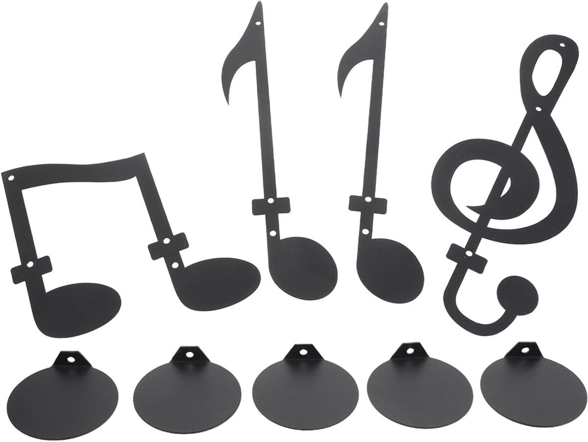 Zwarte Muzieknoot Wandkandelaar - Wandhouder voor Tealights - 26 cm