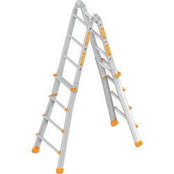 Layher Teleskopleiter TOPIC 4x4 Sprossen; Aluminiumleiter klappbar und universell ei...