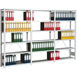 PROREGAL Büro-Fachbodenregal FALKE Stecksystem | Grundregal | HxBxT 232x128x60cm | 7 Stahlfachboden | Einseitig nutzbar | Lichtgrau