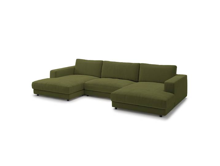 Wohnlandschaft Grün Feincordstoff Feena 190cm Gleichschenklig Modern Polyurethanschaum