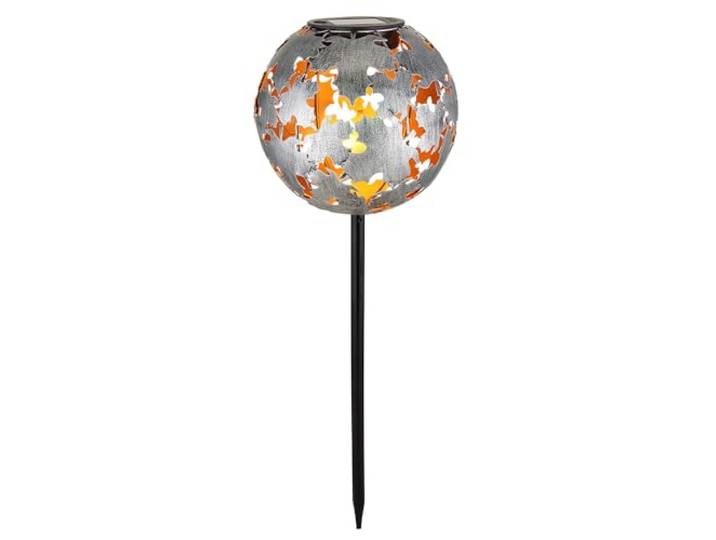 GLOBO LIGHTING Außenleuchte Solarleuchte LED Gartenlampe Deko Ahornblätter Erdspitz Silber