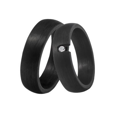 Trauring DOOSTI "Schmuck Geschenk CARBON Trauring Ehering Partnerring LIEBE" Gr. 56, schwarz, Fingerringe, Damen, 56, ohne Zirkonia, Carbon, 6mm, Trauring, wahlweise mit oder ohne Zirkonia