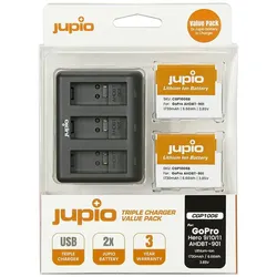 Jupio Value Pack: 2X Enduro Battery GoPro Hero 9 Hero 10 Hero, Action Cam Zubehör, Schwarz