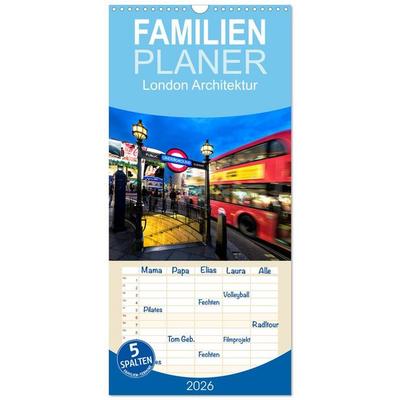 Familienplaner 2026 - London Architektur mit 5 Spalten (Wandkalender, 21 x 45 cm) CALVENDO