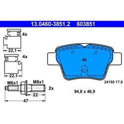 Bremsbelagsatz Scheibenbremse ATE 13.0460-3851.2 für Peugeot 207/207+ 207 CC