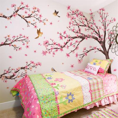 GlowBake Extra Large Pink Cherry Blossom Tree Wall Stickers, Kids Room, Living Room Decoration With With Bird & Flower Decal Extra Large Pink Cherry Blossom Tree Wall Stickers, Kids Room, Living Room Decoration With With Bird & Flower Decal