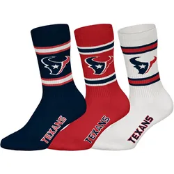 NFL Unisex Socken, 3er Pack - NFL Teams, 3Pack Crew Socks, Football, Logo, Baumwollmischung Houston Texans / 43-46