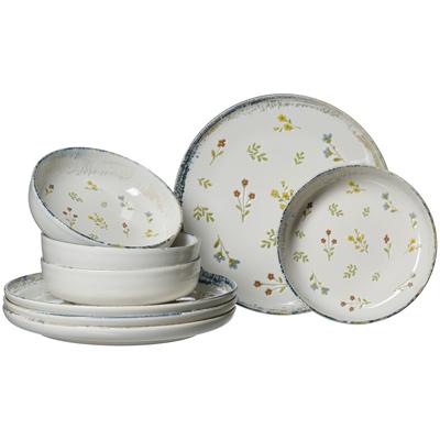 Tafelservice RITZENHOFF & BREKER "Viola", weiß (bunt), 8, Steinzeug, Geschirr-Sets, Tafelservice