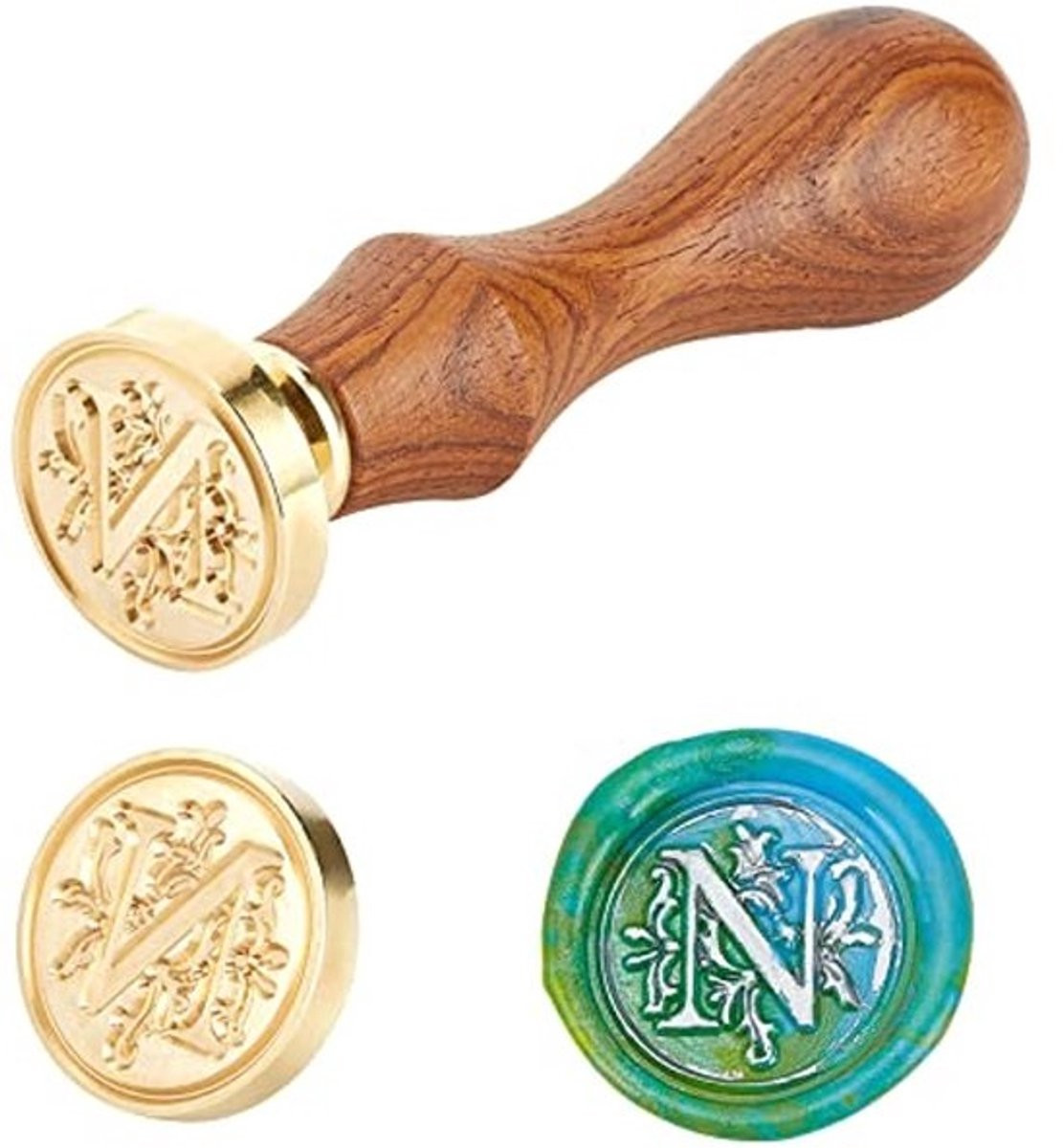 Houten Waxzegel Stempel met Letter N voor Scrapbooking en Decoratie