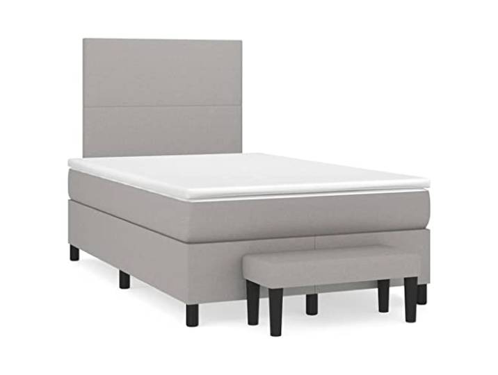 Makastle Boxspringbett mit Matratze Hellgrau 120x200 cm Höhenverstellbares Kopfteil