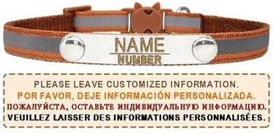 Uplift Essentials Reflective Personalized Breakaway Cat Collar brown