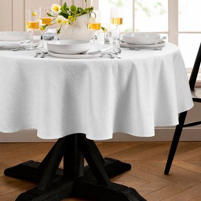 Threadmade Home Llc "Branam Round Tablecloth, 90"" Diameter, White"