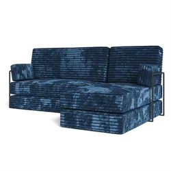 ECKSOFA NOTIA modulares Boneless Sofa mit Schlaffunktion Blau Kordstoff