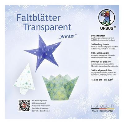 URSUS Faltblätter Faltblätter Transparent Winter, 15 x 15 cm, 50 Blatt