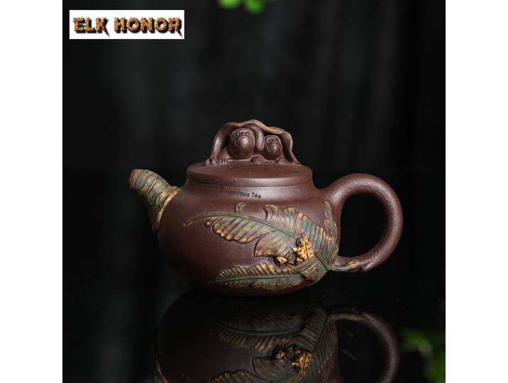 Théière rétro en argile violette Yixing de 360 ml, faite à la main, en argile d'œuf violet brute, avec infuseur, ensemble de thé Zisha, ornements