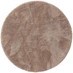 benuta Nest Hochflor Shaggyteppich Rund Cloudy Taupe ø 80 cm rund - Bettvorleger für Schlafzimmer