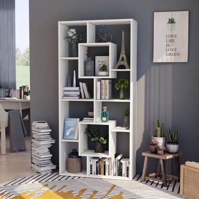 Denhour DH BASIC Modern White 72-inch 10-Open Shelf Display Bookcase