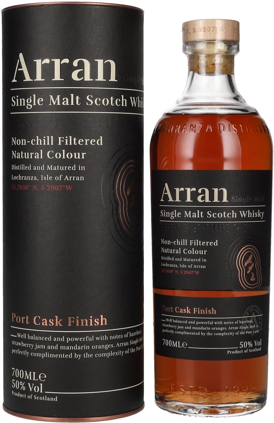 Arran Whisky Arran Single Malt PORT CASK FINISH Single Malt Scotch Whisky 50% Vol. 0,7l in Geschenkbox
