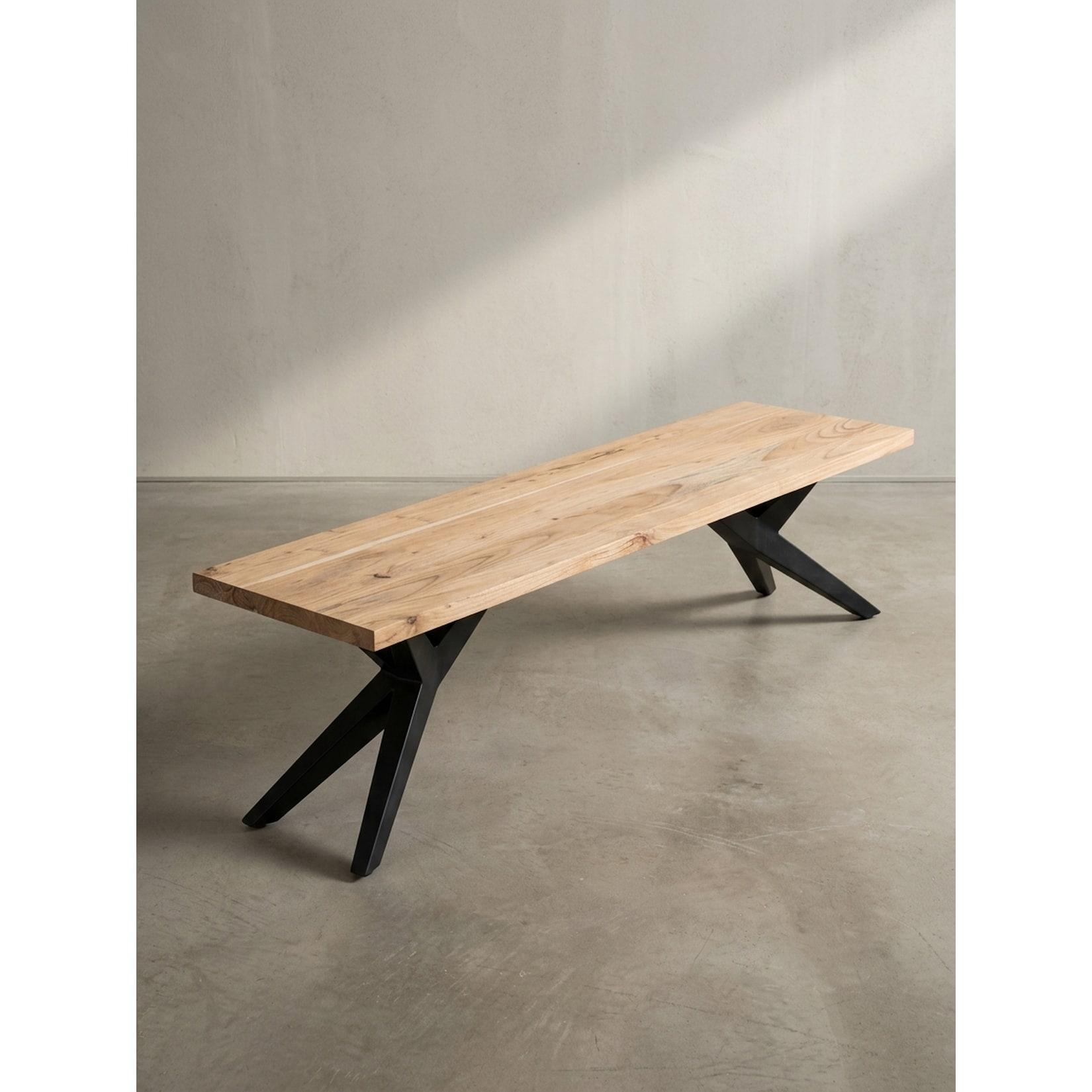 Esszimmerbank Massivholz Metall Loft-Stil, Akazie 160x45x45 cm