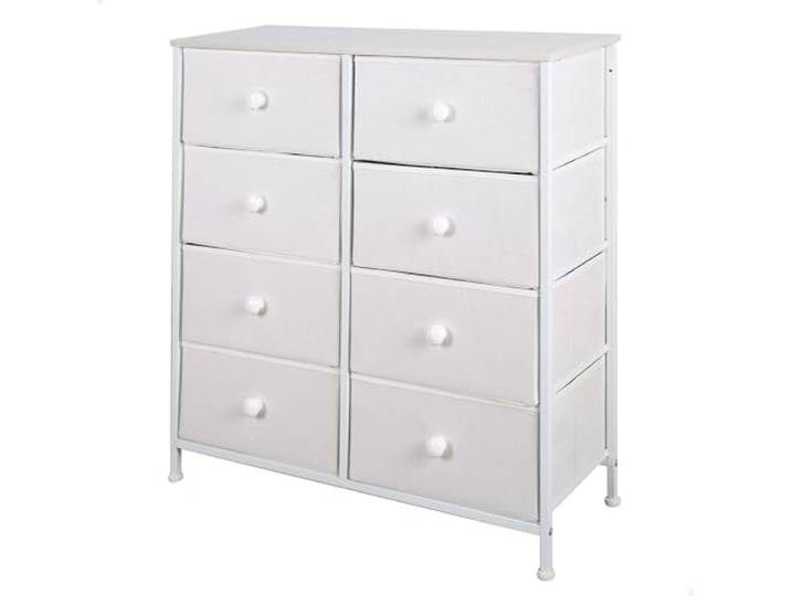 AKTIVE Max Home Mehrzweck-Schlafzimmerkommode, 8 leichte Stoffschubladen, 80 x 30 x 81 cm, Stahlrahmen, Holzplatte, Farbe Weiß, Mit Nivelliersystem, Organisation, Aufbewahrung (18410)