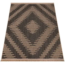 KADIMA DESIGN Outdoor Teppich Natur Balkon, Terrasse schmutzabweisend Anthrazit Rechteckig 80x150 | 100% Polypropylen | Florhöhe: 7 mm