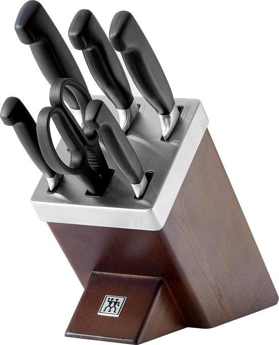 Zwilling Messenset met Zelfslijpend Houten Blok - 7 Delig - Houtkleurig